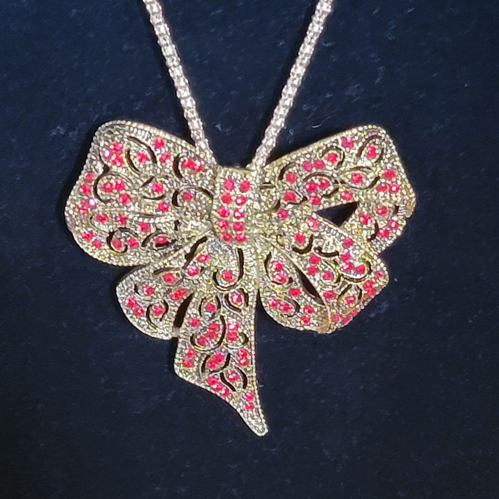 NWT Betsey Johnson Red Bow Neclace/Broach